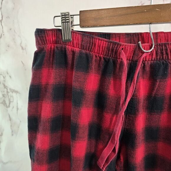 Eddie Bauer Pajamas Womens Medium Buffalo Plaid Red PJ Set Flannel Holiday - Picture 11 of 16